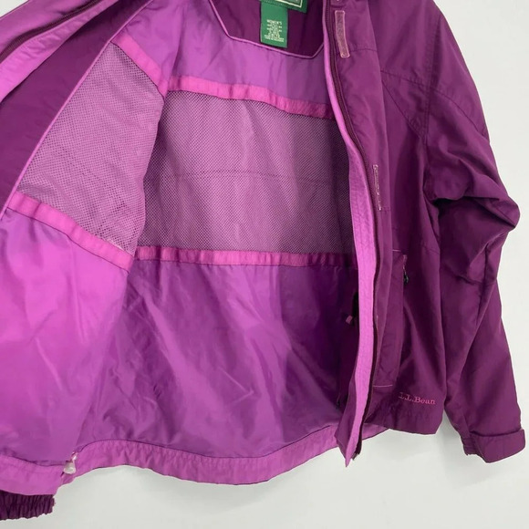 L.L Bean Jacket Women's S Purple Hooded Full Zipped Snap Long Sleeve Windbreaker - Picture 9 of 11